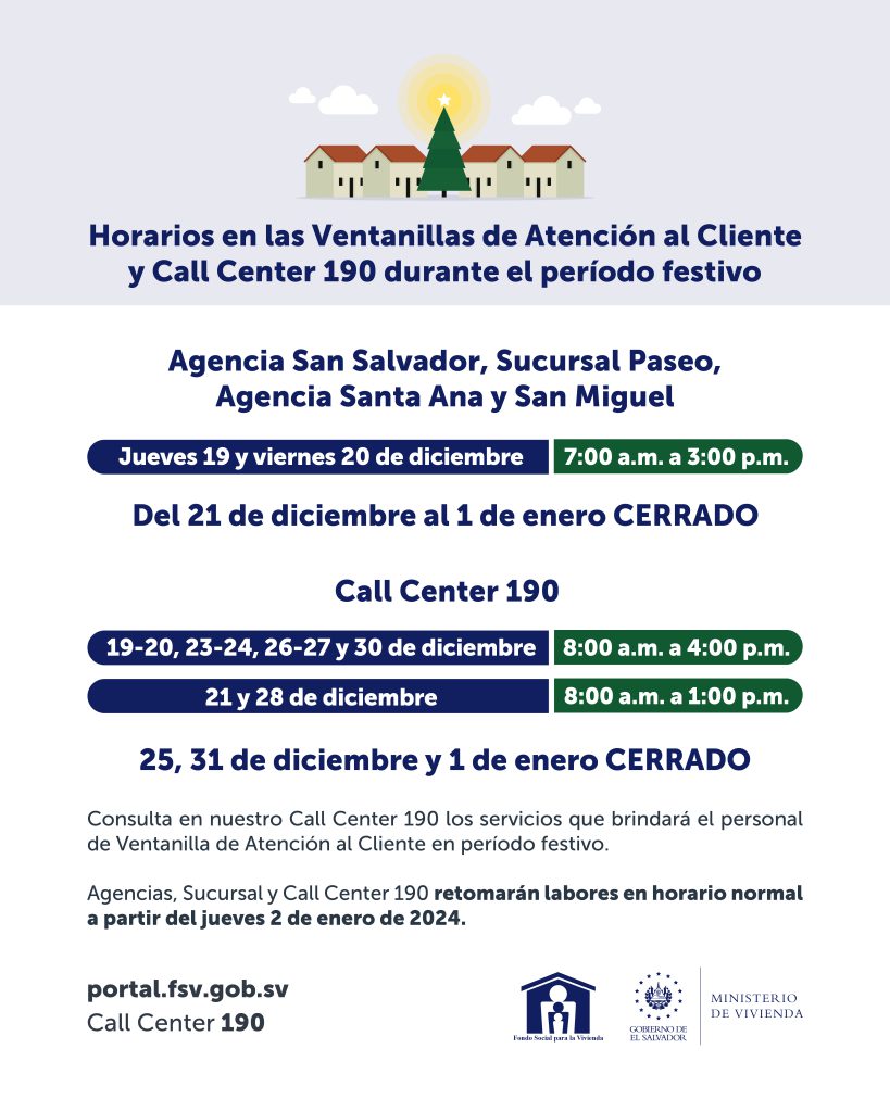 Horarios de atención Navidad