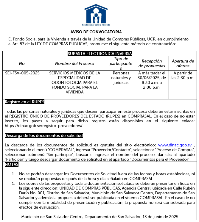 Imagen de AVISO DE CONVOCATORIA SEI-005-2025
