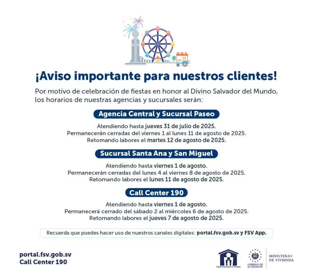 imagen con información de horarios de vacaciones de agosto 2025